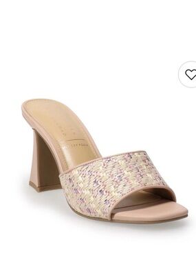 Woven Blush Slide Heel with Block Heel - Women's Sandal